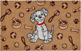 18" X 30" Beige And White Coir Dog Outdoor Door Mat