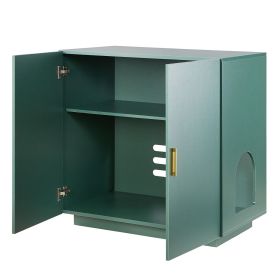 Cat Litter Box Enclosure, 31.5 in Hidden Litter Box Cabinet, Wooden Indoor Cat Washroom with Ventilated Holes, Double-Door Kitty Pet House Furnit