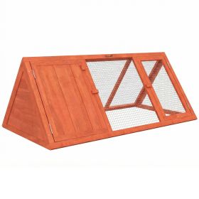 Rabbit Hutch, Wooden Guinea Pig Hutch with Run and Doors, Outdoor Triangle Bunny House for Rabbits,Duck and Chicken (Title: Default Title)