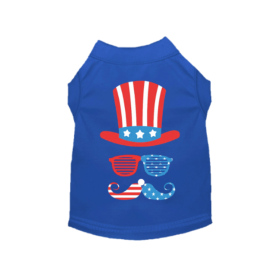 Uncle Sam Style Tee Blue Patriotic Dog Shirt (Color: Solid Light Pink, size: XS)