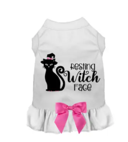 Resting Witch Face Dog Dress (Color: White, size: XS)